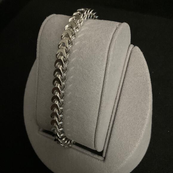 NEW- Solid 5.2mm 925 Silver Rhodium Coated Franco Link 8in Bracelet~ITALY - Picture 5 of 11